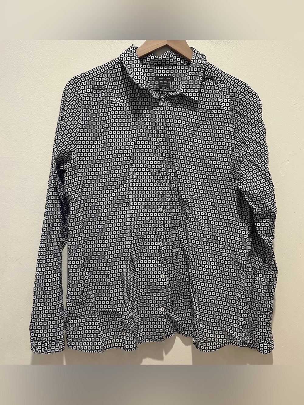 Marc O’Polo Organic Black and White Button Front Collared Blouse Shirt Size 42